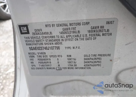 2008 Buick Enclave Cxl from USA, damaged, VIN 5GAEV23748J107796